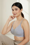 Zivame Maternity Double Layered Non Wired 3/4th Coverage Nursing Bra - Grey Melange — thumbnail 5
